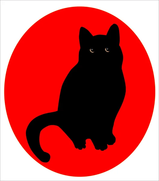Gato preto sobre vermelho — Vetor de Stock