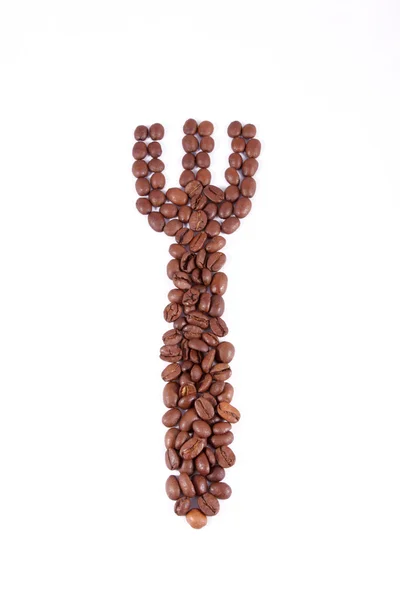 Garfo feito de grãos de café — Fotografia de Stock