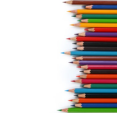 Assortment of colored pencils with shado clipart