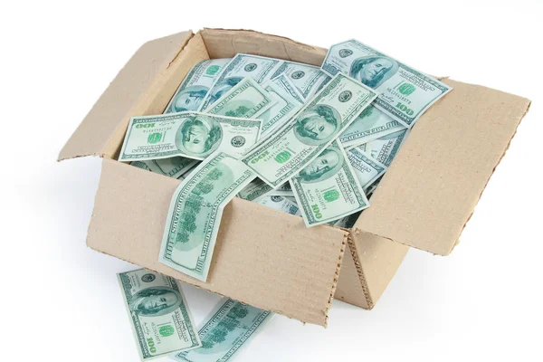 กล่องและเงินตก — ภาพถ่ายสต็อก
