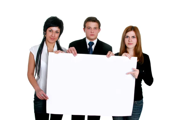 Portrait of young teenagers holding copyspace — Stock Photo, Image