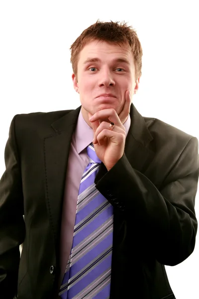 Lächelnder junger Geschäftsmann isoliert auf weißem Hintergrund — Stockfoto