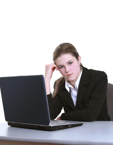 Successful young businesswoman with laptop computer Royalty Free Stock Photos