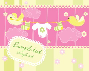 Baby arrival announcement card clipart