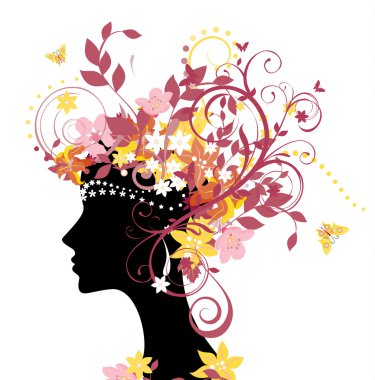 Woman with flowers clipart