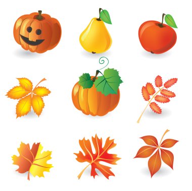 Set of autumn icons clipart