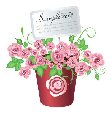 Flowerpot with roses clipart