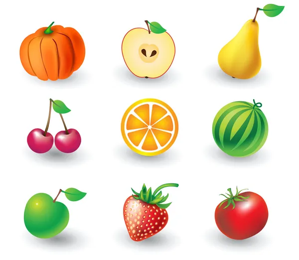 Ensemble d'objets fruitiers — Image vectorielle