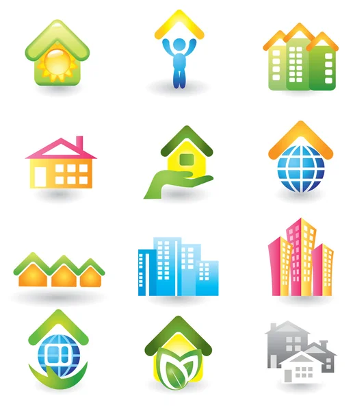 Immobilier - Ensemble d'icônes — Image vectorielle