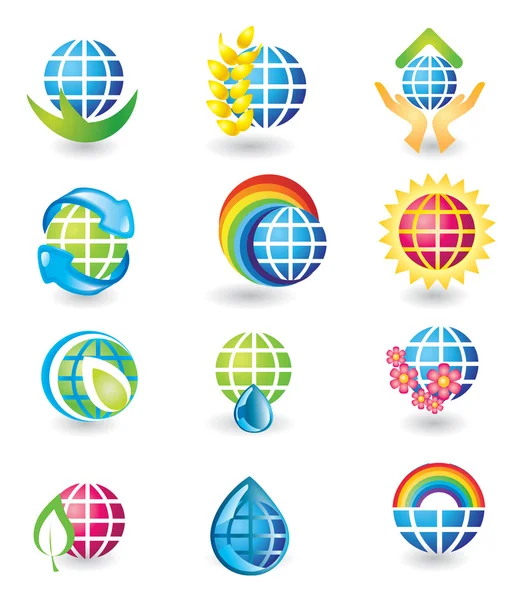 Conjunto de ícones de design globo — Vetor de Stock