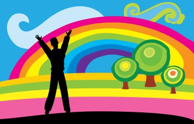 Man with rainbow clipart