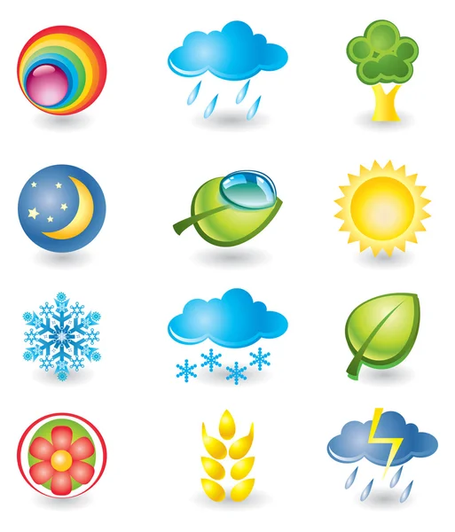 Set of icons. Nature and weather — Stock Vector