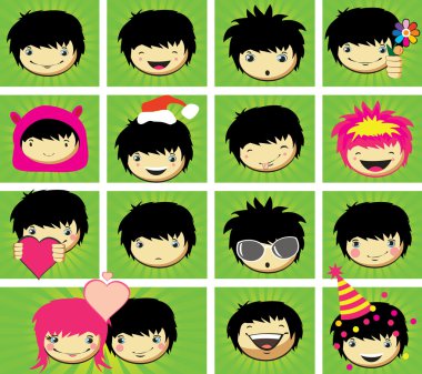 Expressions of boy's face clipart