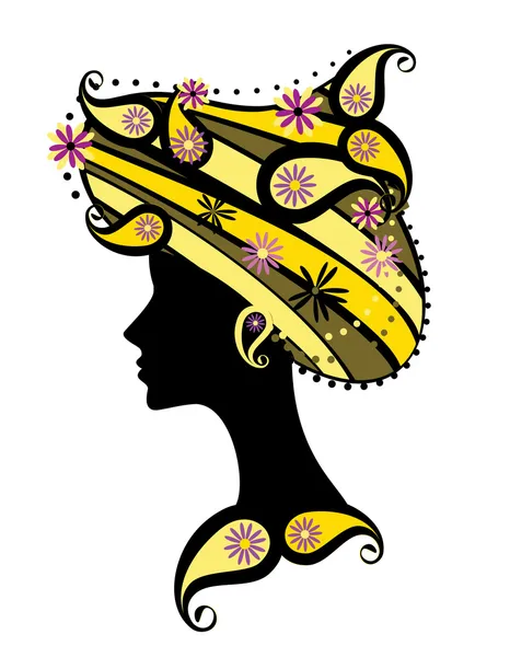 Silhouet van vrouw met bloemen — Stockvector