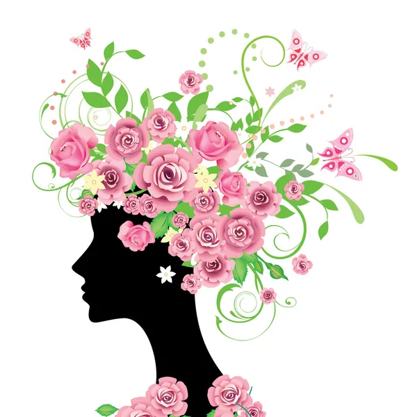 Femme aux roses — Image vectorielle