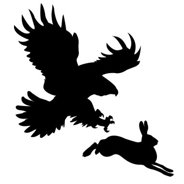 Ravenous bird attacking hare clipart