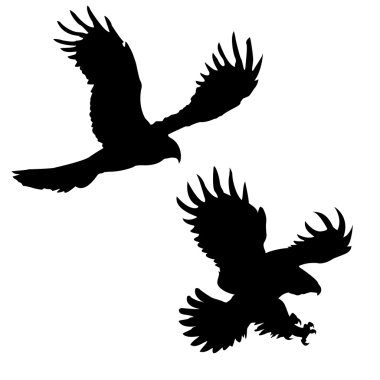 Silhouette of the ravenous birds clipart