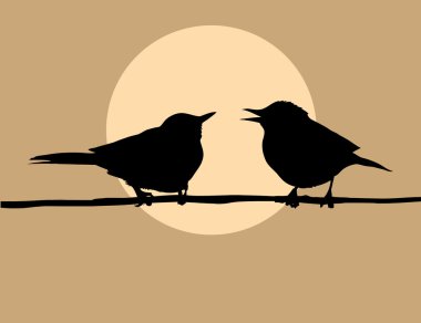 Silhouette two birds clipart