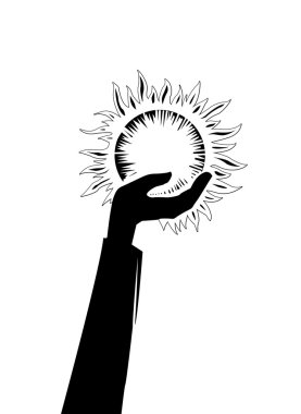 Hand holding sun clipart