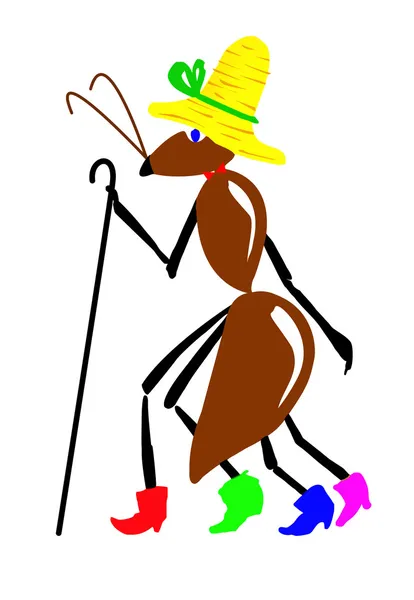 Beyaz zemin üzerinde çizim karınca — Stok fotoğraf
