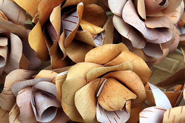 stock image Artificial flowerses from birch bark