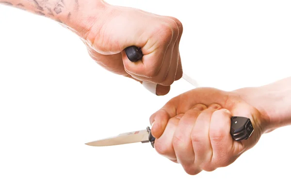 Händer med kniv — Stockfoto