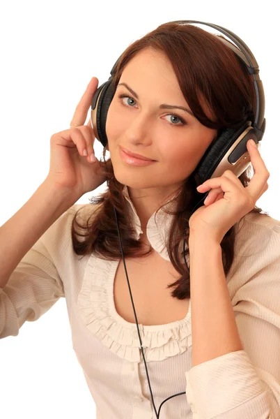 Beautiful girl in headsets — Stock Photo, Image