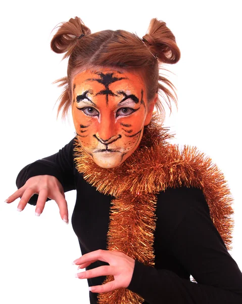 stock image Girl in appearance a tiger.
