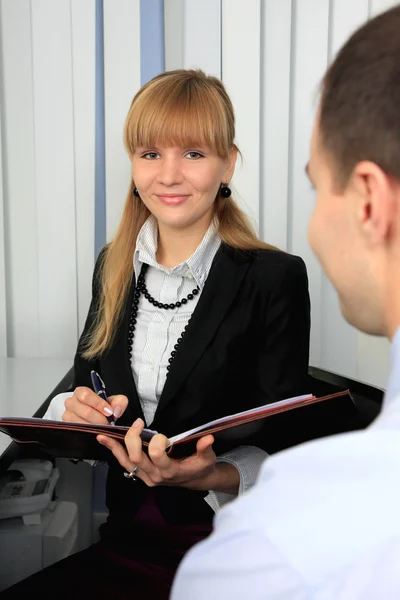 Girl with the folder of documents — Stock Photo, Image