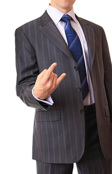 Un hombre de negocios muestra un gesto . — Foto de Stock