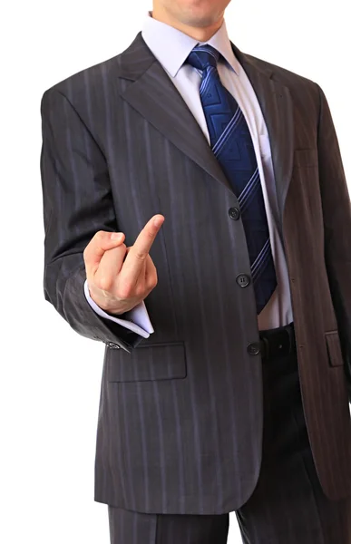 Egy üzletember azt mutatja, egy gesztus. — Stock Fotó