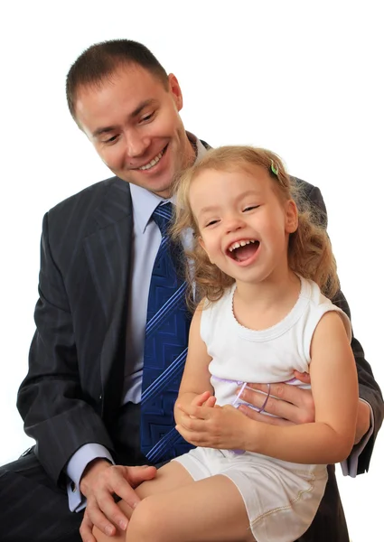 Podnikatel s malou dcerou. — Stock fotografie
