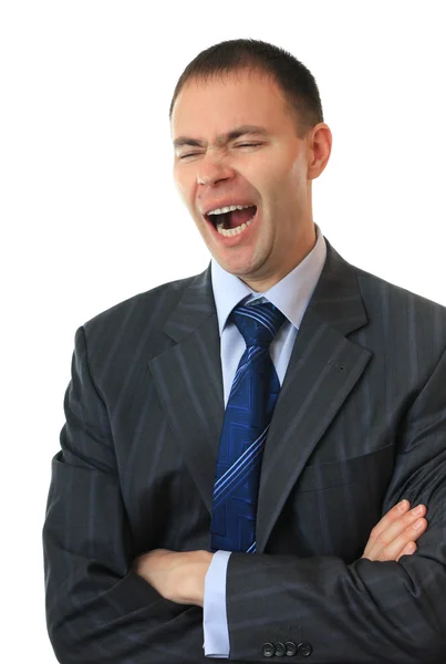 A businessman yawns. — Stock Photo, Image
