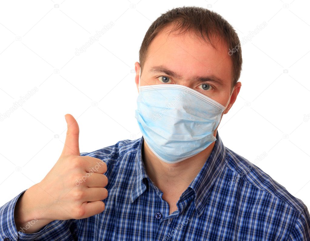 Man is in medical mask.