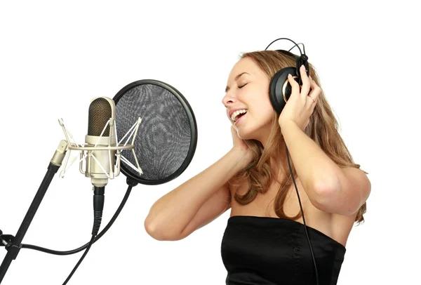 Ein Mädchen singt — Stockfoto