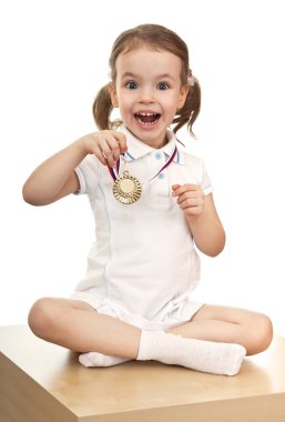 Girl with a gold medal clipart