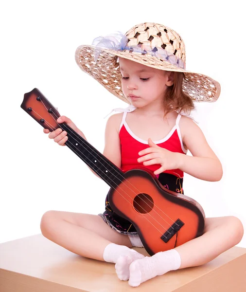 Девушка с гитарой. — стоковое фото