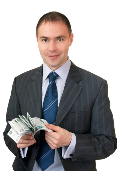 Бізнесмен графа готівку . — стокове фото