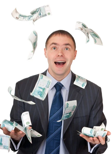 Money fell into the hands — Stock Photo, Image