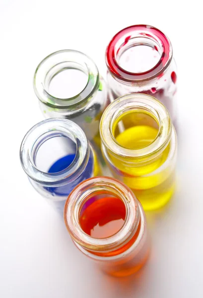 Szklane słoiki z farby — Zdjęcie stockowe