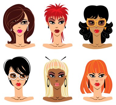 Set of woman portraits clipart