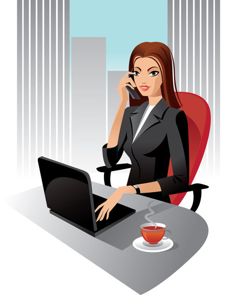 Illustration of business woman in office