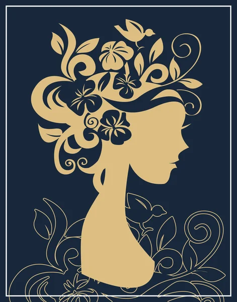 Frauensilhouette in Blumen — Stockvektor