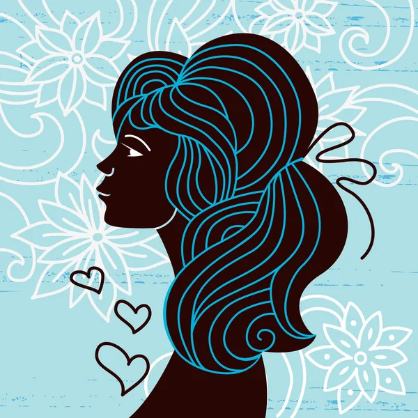 Belle silhouette femme profil — Image vectorielle