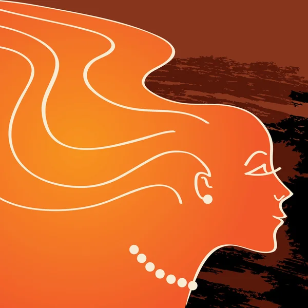 Silhouette femme orange - illustration vectorielle — Image vectorielle