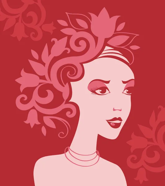 Silhouette femme en fleurs — Image vectorielle