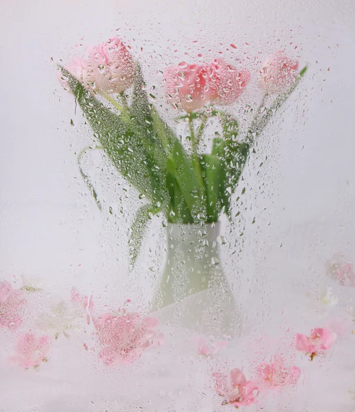 stock image Background with bouquet of tulips