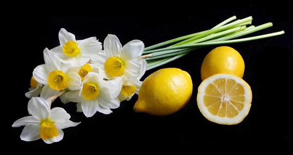 Lemons and flowers — Stock Photo, Image