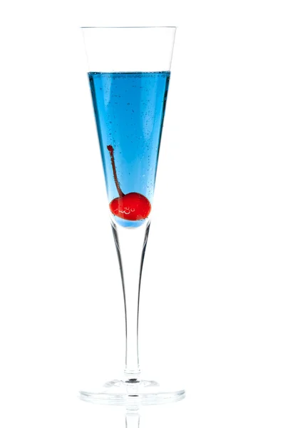 Blue Champagne alcohol cocktail with mar — Stock Photo, Image