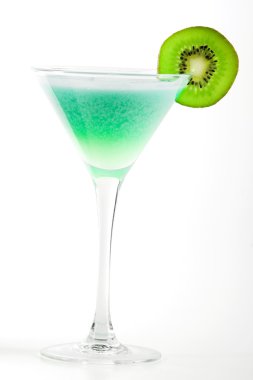 Alcohol cocktail with kiwi in martini gl clipart